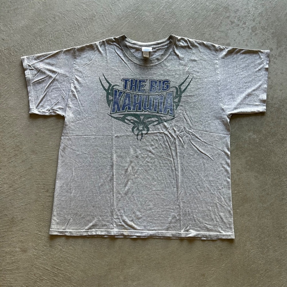 Vintage 90s The Big Kahuna Shirt Size 3XLT Gray Hawaii Surf Polynesian Island